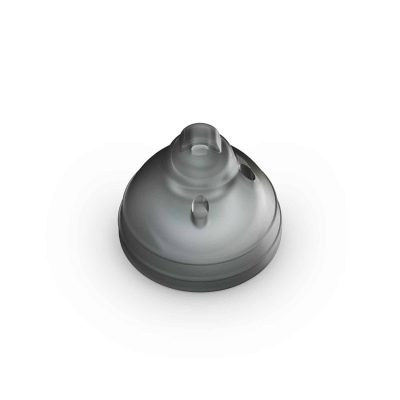 The Closed Smokey Dome is a transparent silicone baby bottle nipple featuring a smokey dome shape and a small top opening, displayed on a white background.